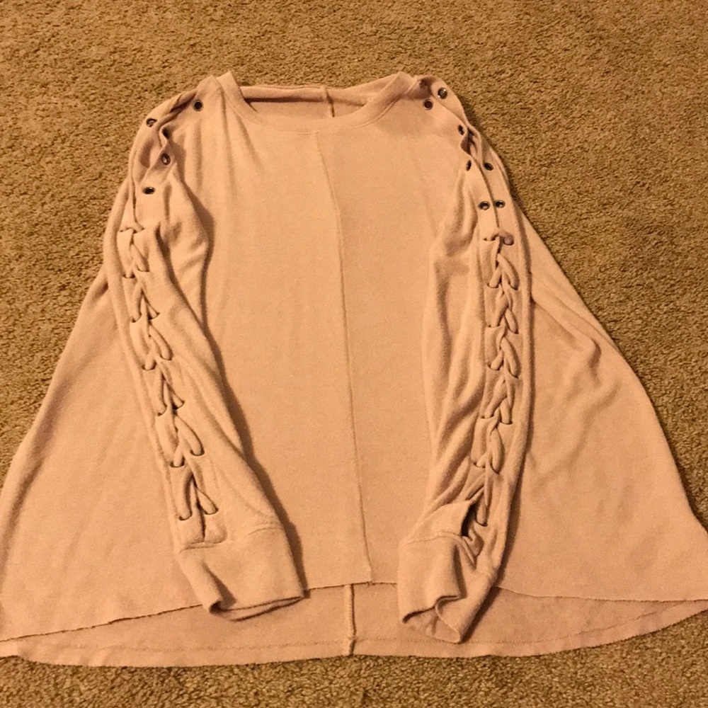 Pink American Eagle sweater with cold shoulders